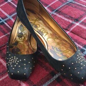 Sam Edelman Black and Gold Studded Flats